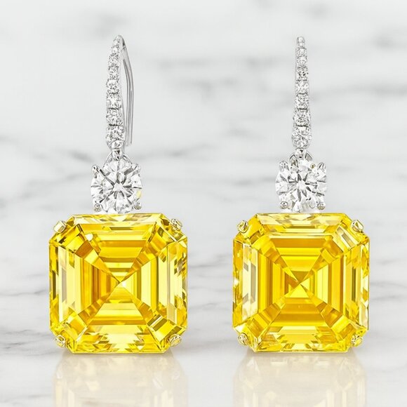 "Solana" Yellow Gemstone Earrings ✨ - Picture 1 of 3